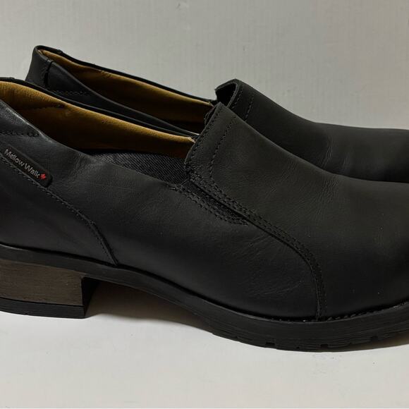 Mellow Walk Vanessa Slip On Shoes Steel Toe Heeled Woman's size 8 Black Leather - Picture 9 of 16
